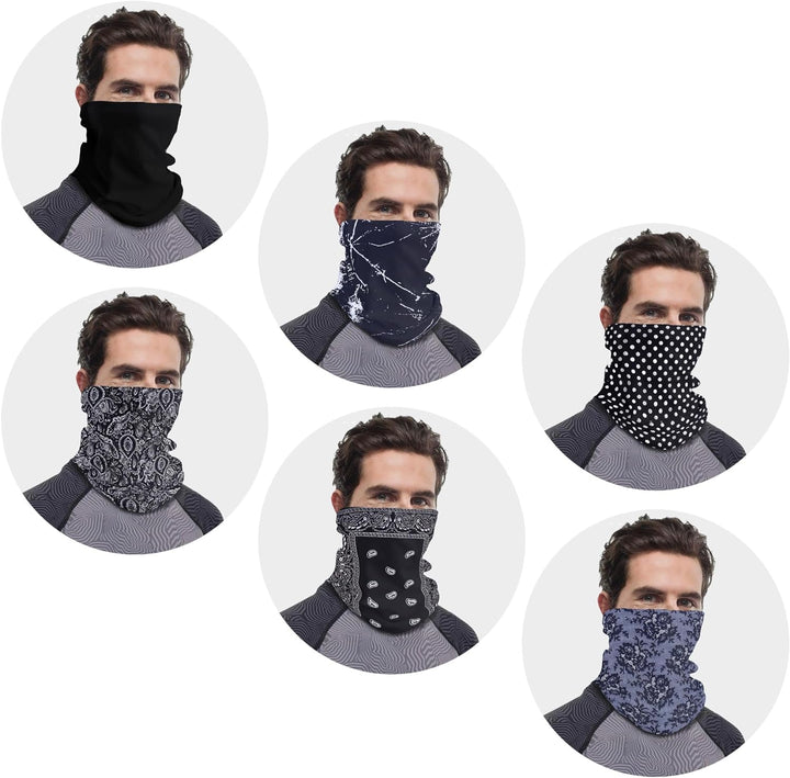 6 PCS Unisex Neck Warmer, Tube Seamless Multifunctional Balaclavas, Face Cover, Face Mask, Cycling Mask, Ski Mask, Face Snoods Headwear, Cycling Daily Wear