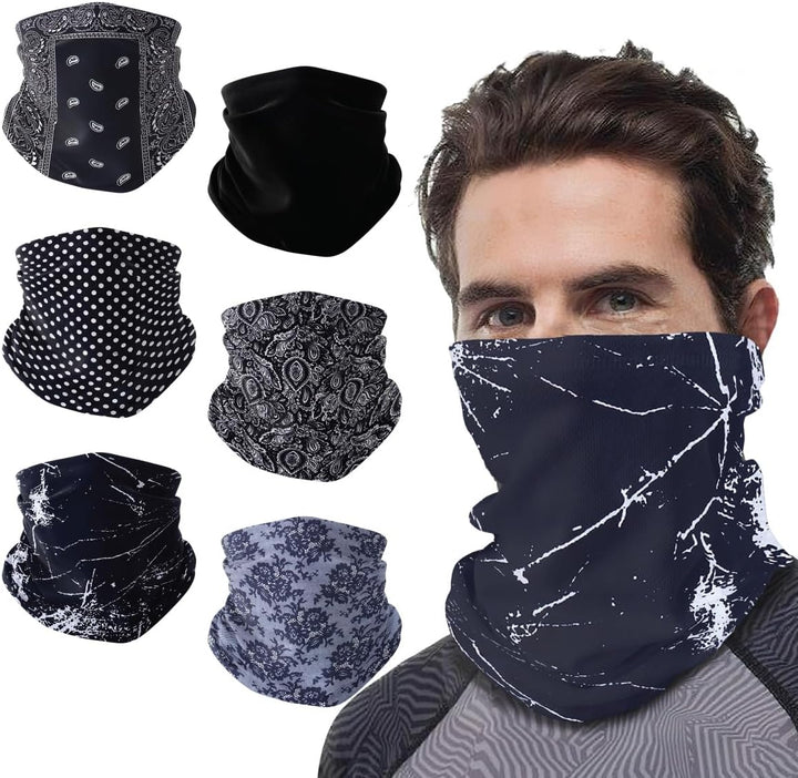 6 PCS Unisex Neck Warmer, Tube Seamless Multifunctional Balaclavas, Face Cover, Face Mask, Cycling Mask, Ski Mask, Face Snoods Headwear, Cycling Daily Wear