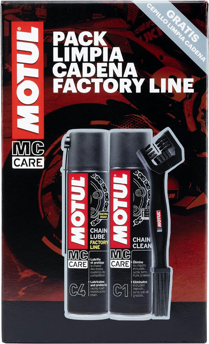 MOTUL 109919 Aditivolubricante, Pack Mantenimiento De Cadenas De Moto Factory Line