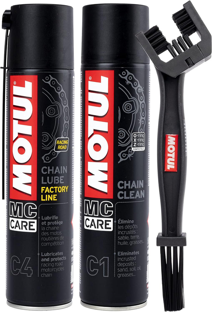 MOTUL 109919 Aditivolubricante, Pack Mantenimiento De Cadenas De Moto Factory Line