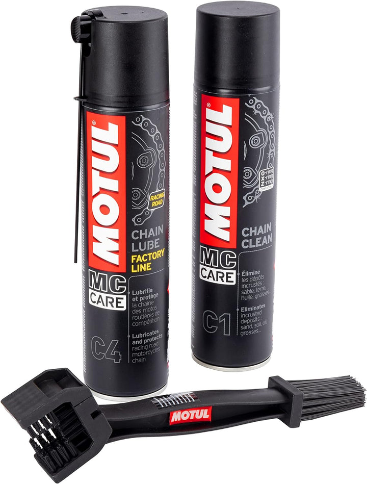 MOTUL 109919 Aditivolubricante, Pack Mantenimiento De Cadenas De Moto Factory Line