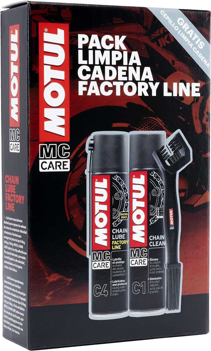 MOTUL 109919 Aditivolubricante, Pack Mantenimiento De Cadenas De Moto Factory Line