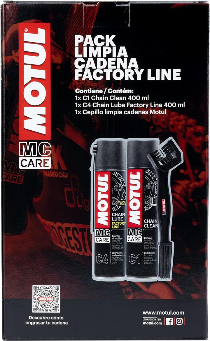 MOTUL 109919 Aditivolubricante, Pack Mantenimiento De Cadenas De Moto Factory Line