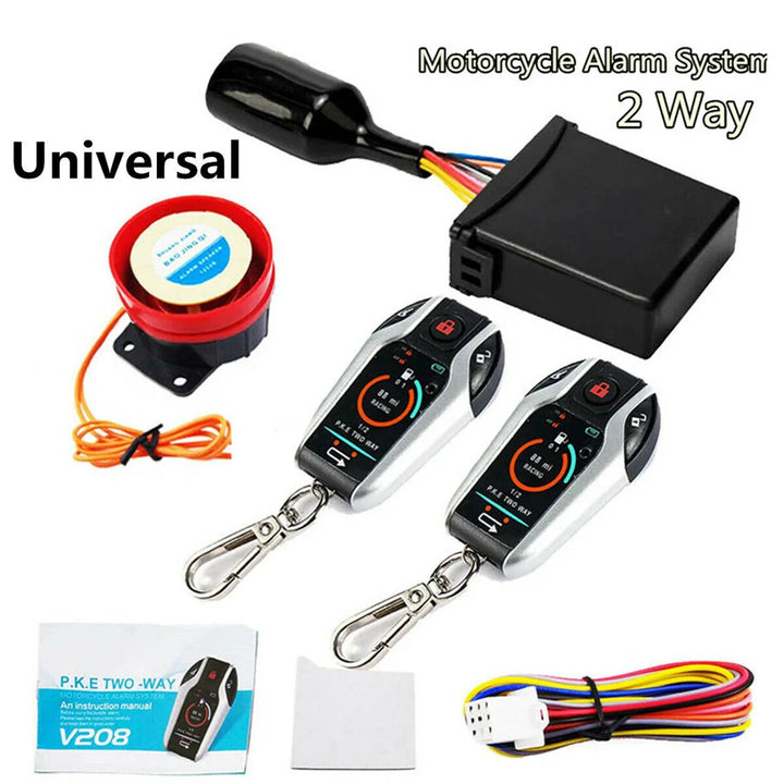 Two Way Motorcycle Anti-Theft Security Alarm System Scooter Burglary Vibration Alarm Remote Engine Start 5Meter Auto-Lock