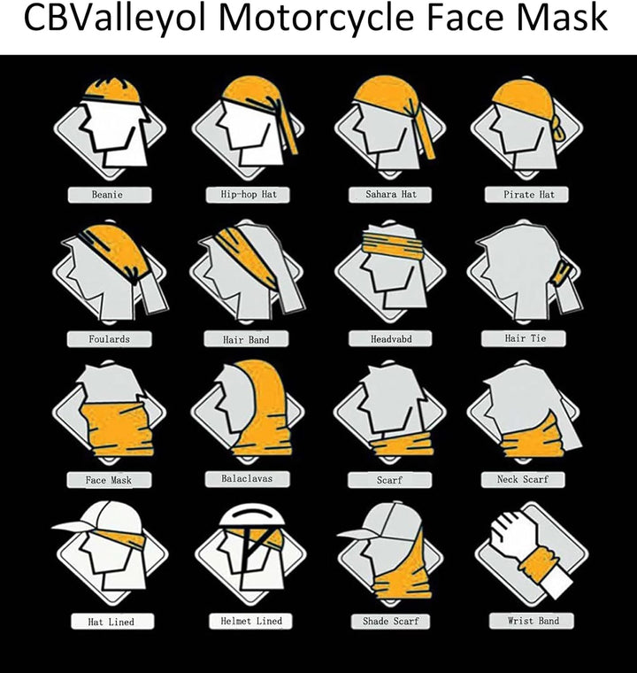 3 Piece Multifunctional Motorcycle Face Mask,Breathable Seamless Tube Face Shield Ski Mask