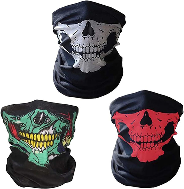 3 Piece Multifunctional Motorcycle Face Mask,Breathable Seamless Tube Face Shield Ski Mask