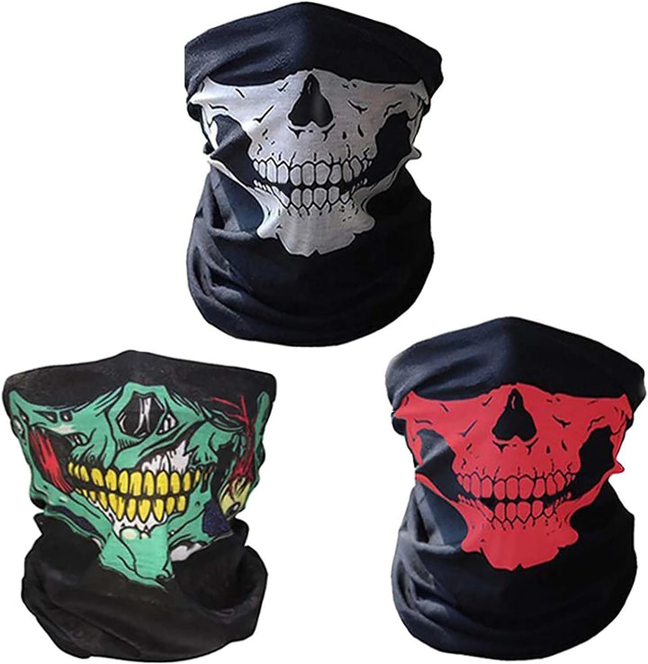 3 Piece Multifunctional Motorcycle Face Mask,Breathable Seamless Tube Face Shield Ski Mask