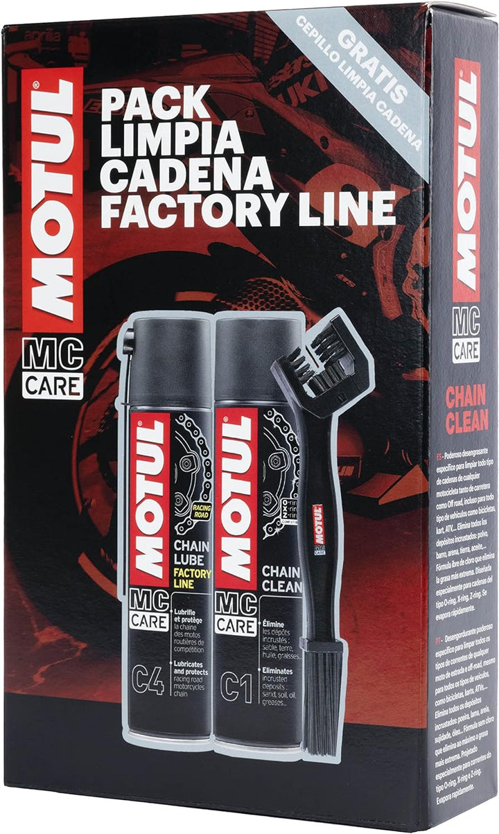 MOTUL 109919 Aditivolubricante, Pack Mantenimiento De Cadenas De Moto Factory Line